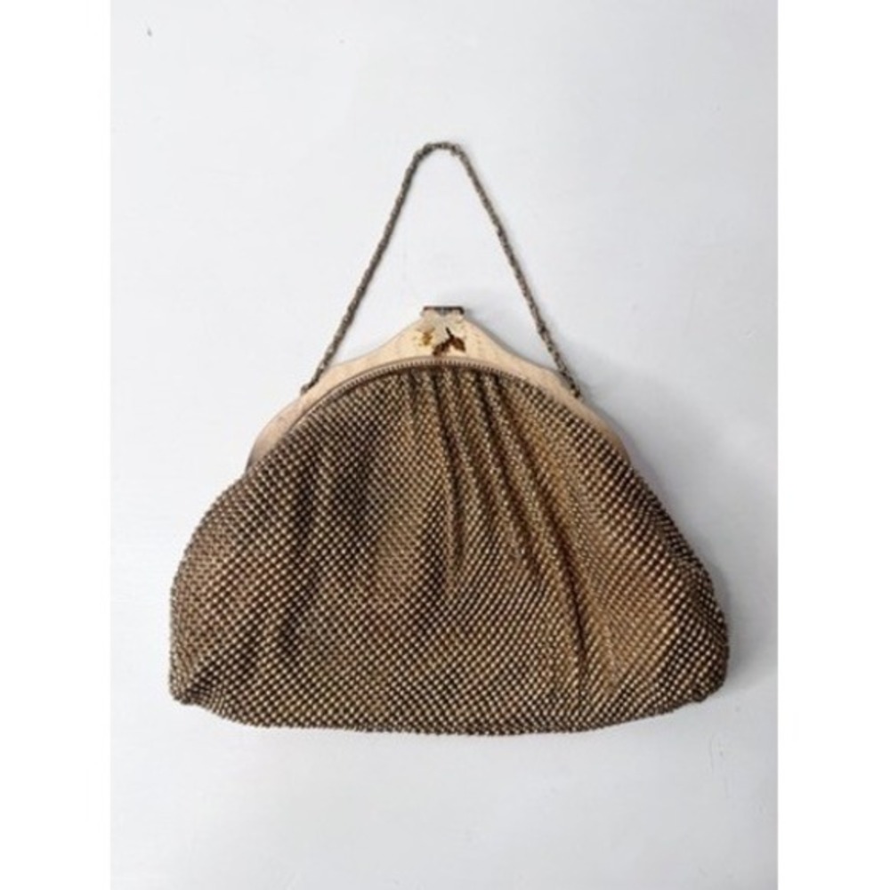 Vintage | Whiting & Davis Gold Metal Mesh Evening Bag Leaf Clasp Made in USA